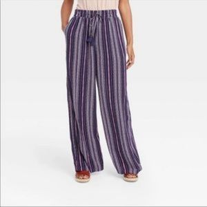 Knox Rose Striped Flowy Wide Leg Pant Siize Medium